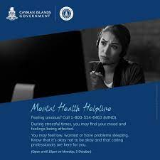 A poster with the words mental health helpline.